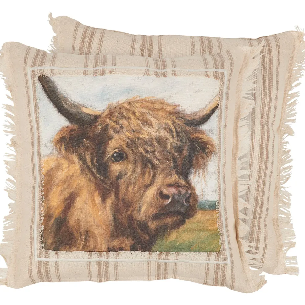 Highland Cow Pillow-Primitives by Kathy