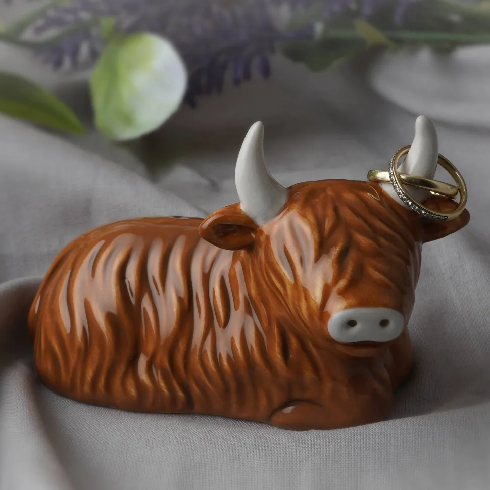 Highland Cow Ring Holder In Gift Box by Bramble Farm