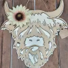 Highland Cow Sign Handmade Layered Wood with Flower