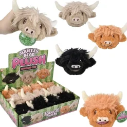 Highland Cow Squeezy Bead Plush Ball 3" Super Soft