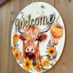 Highland Cow Welcome Sign Door Hangers Two Designs
