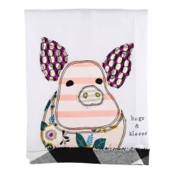 Hogs and Kisses Pillow and Tea Towel-USA Designed