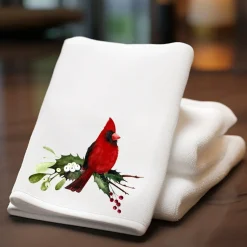 Holiday Cardinal Microfiber Finger Towel for Nature Lovers