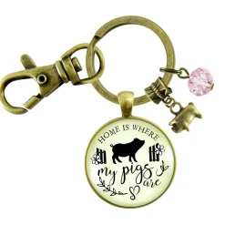 Home is Where My Pigs Are Keychain, Handmade!