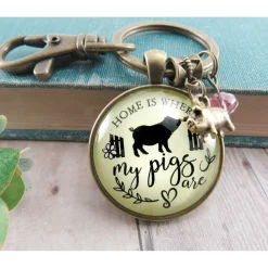 Home is Where My Pigs Are Keychain, Handmade!