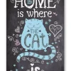 Home Is Where The Cat Is - Metal Sign