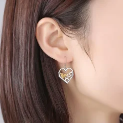 Honey Bee Heart Comb Earrings 925 Sterling SIlver for Bee Lovers