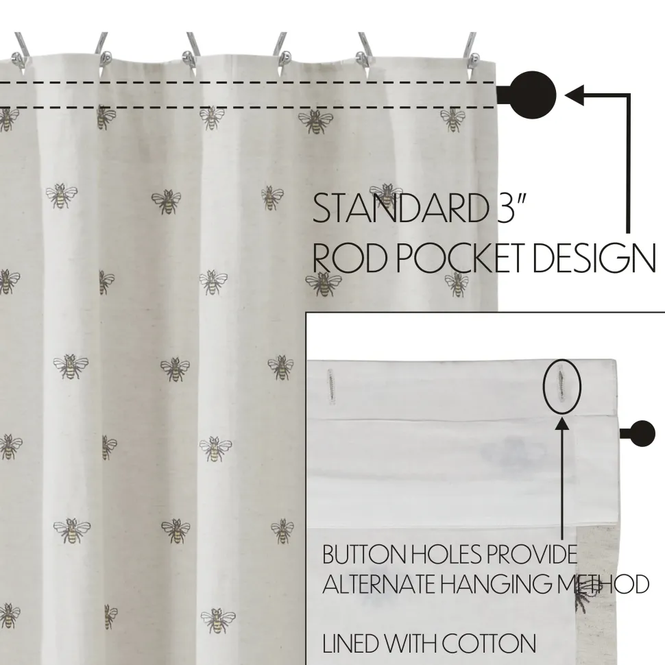 Honey Bee Shower Curtain Embroidered
