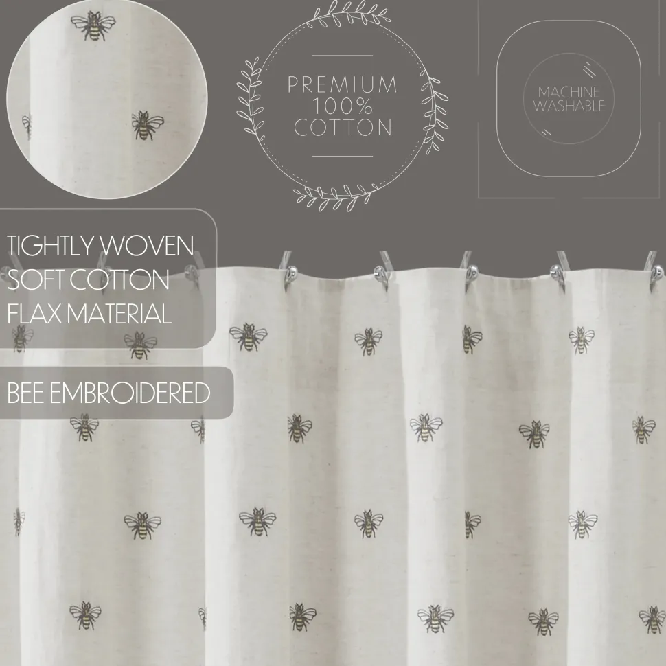 Honey Bee Shower Curtain Embroidered