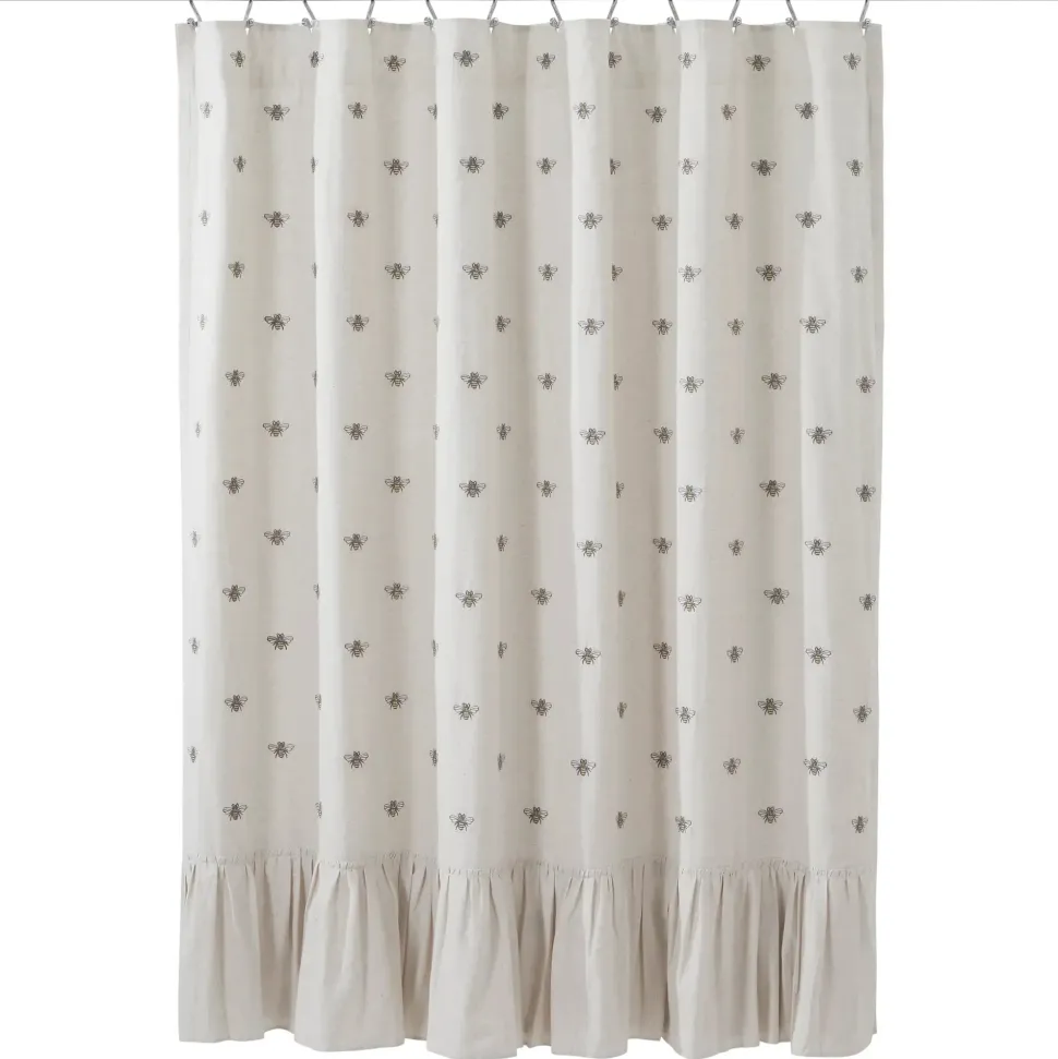 Honey Bee Shower Curtain Embroidered