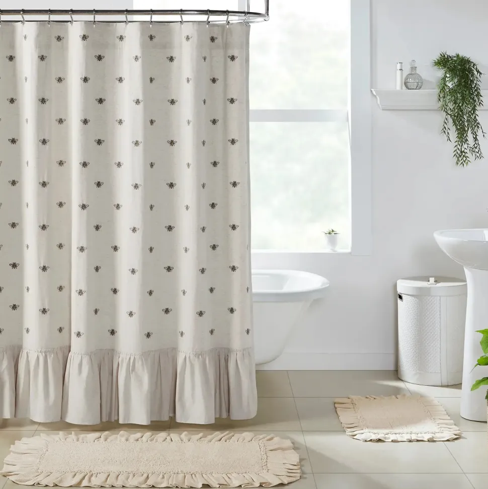 Honey Bee Shower Curtain Embroidered
