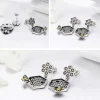 Honeycomb and Bee Sterling Silver Earrings