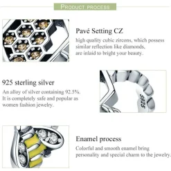 Honeycomb and Bee Sterling Silver Earrings