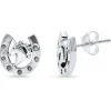 Horse Head in a Horseshoe Sterling Silver Post Earrings