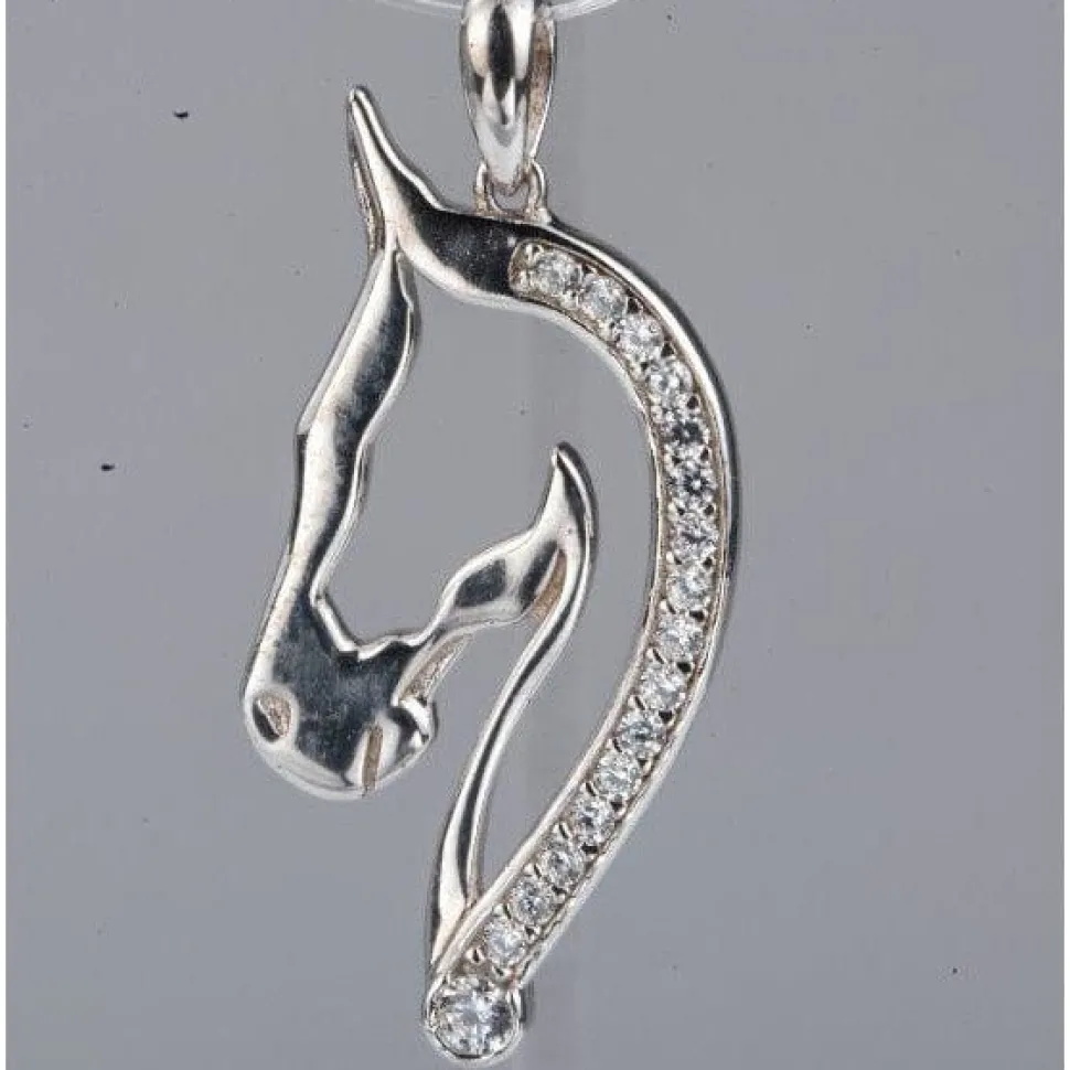 Horse Pendant with CZ in 925 Silver, Elegant and Beautiful!