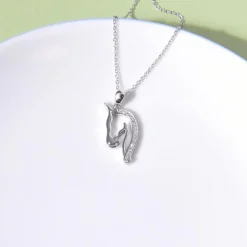 Horse Pendant with CZ in 925 Silver, Elegant and Beautiful!