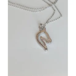 Horse Pendant with CZ in 925 Silver, Elegant and Beautiful!