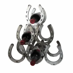 Horseshoe Six Bottle Pyramid Wine Display-Wine Rack for Horse Lovers *