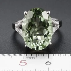 HUGE 13ct Green Amethyst and CZ Ring in Sterling Silver, Stunning!