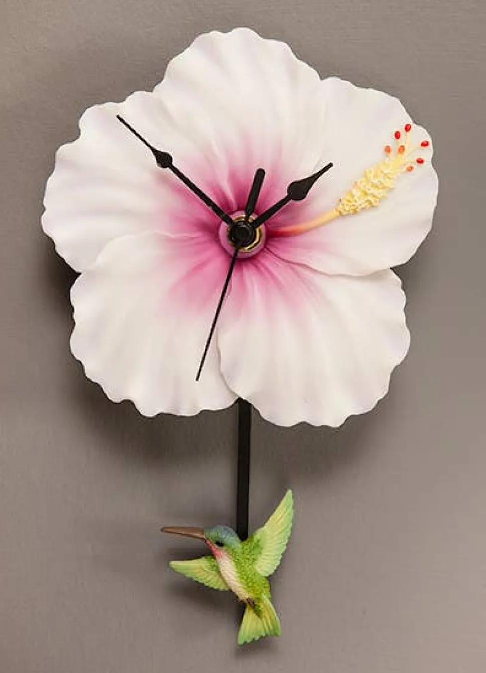 Hummingbird & Hibiscus Pendulum Wall Clock