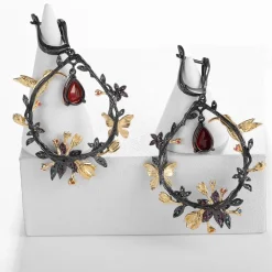 Hummingbird Floral Statement Necklace 925 Sterling Silver Waterproof Vintage Topaz, Amethyst or Citrine