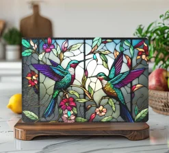 Hummingbird Tempered Glass Square Charcuterie & Serving Board
