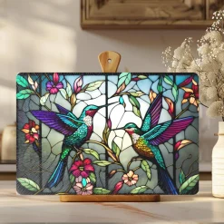 Hummingbird Tempered Glass Square Charcuterie & Serving Board