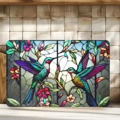 Hummingbird Tempered Glass Square Charcuterie & Serving Board