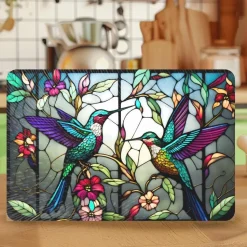 Hummingbird Tempered Glass Square Charcuterie & Serving Board