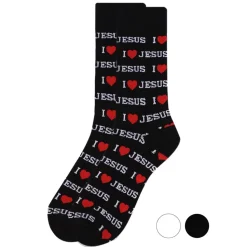 I Love Jesus or Bible Faith Inspired Christian Crew Socks for Men or Women