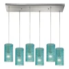 Ice Fragments 6-Lght Rectangular Pendant - Clear, Smoke or Aqua Glass Globes