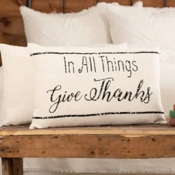 In All Things Give Thanks Throw Pillow Farmhouse Country