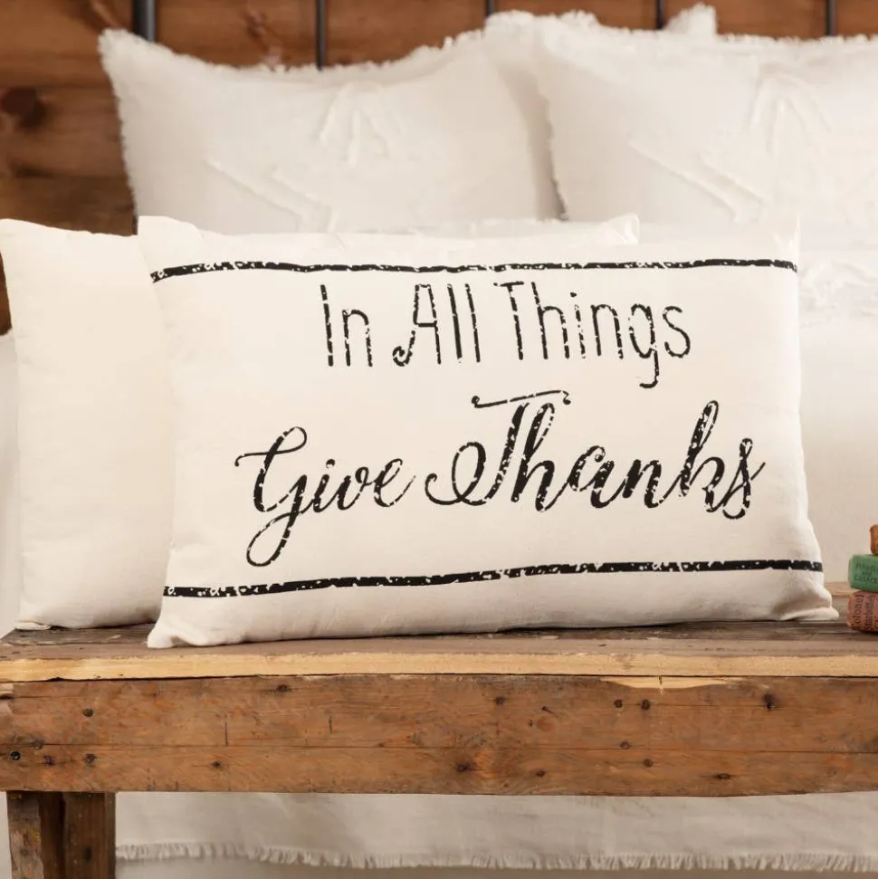 In All Things Give Thanks Throw Pillow Farmhouse Country