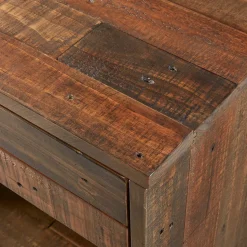 Industrial Rustic Wood Nighstand with Drawer and Storage Solid Wood