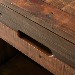 Industrial Rustic Wood Nighstand with Drawer and Storage Solid Wood