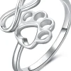 Infinity Paw Print Ring in Fine Sterling Silver-Adjustable- Love you Forever!