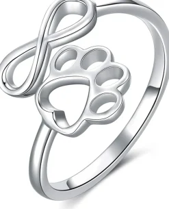 Infinity Paw Print Ring in Fine Sterling Silver-Adjustable- Love you Forever!