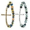 Inspirational Cross Stretch Bracelet Silver or Gold Glass Beads Affordable
