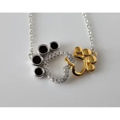 Interlocking Paws Necklace for Pet Lovers! Solid Sterling Silver