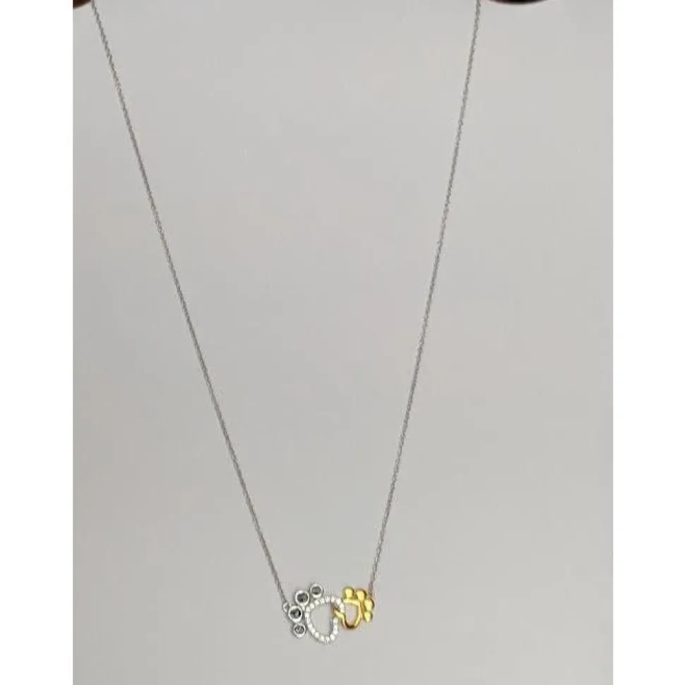 Interlocking Paws Necklace for Pet Lovers! Solid Sterling Silver