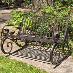 Iron Outdoor Rocking Chair Double or Single White or Bronze Beautiful!