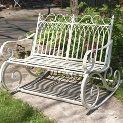 Iron Outdoor Rocking Chair Double or Single White or Bronze Beautiful!