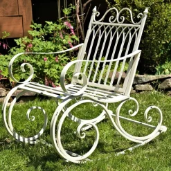 Iron Outdoor Rocking Chair Double or Single White or Bronze Beautiful!