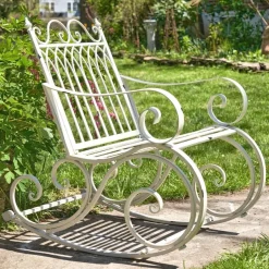 Iron Outdoor Rocking Chair Double or Single White or Bronze Beautiful!