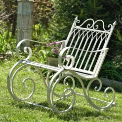 Iron Outdoor Rocking Chair Double or Single White or Bronze Beautiful!