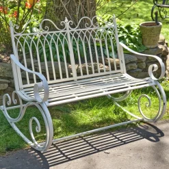 Iron Outdoor Rocking Chair Double or Single White or Bronze Beautiful!
