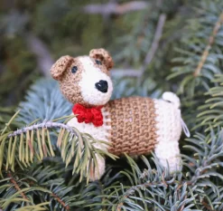 Jack Russell Terrier Handknit Christmas Ornament Fair Trade