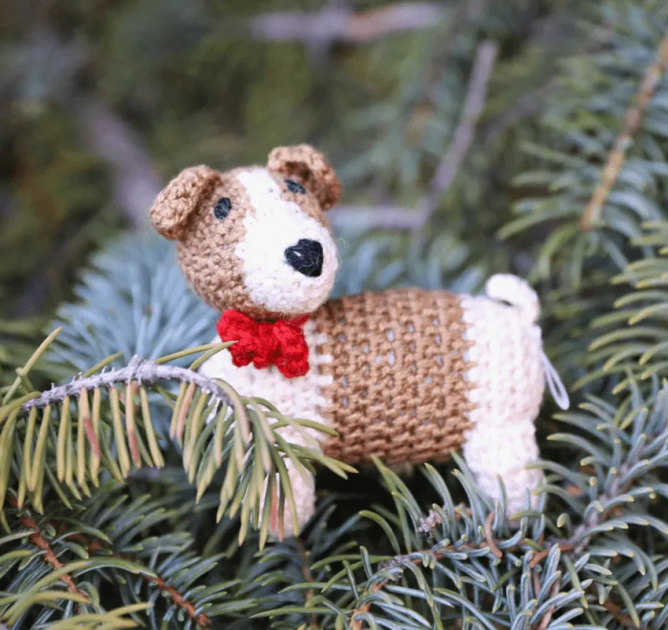 Jack Russell Terrier Handknit Christmas Ornament Fair Trade