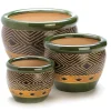Jade & Sand Geometric Pattern Planter Pots Set of 3
