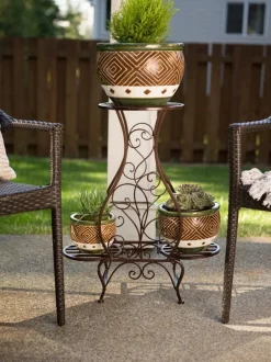 Jade & Sand Geometric Pattern Planter Pots Set of 3